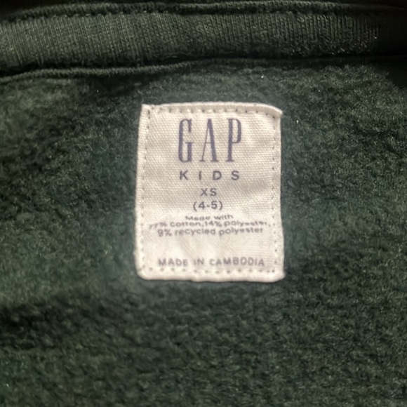 Gap Kids Boys Zip-Up Hoodie Size: XS (4-5); color Green - Picture 3 of 3